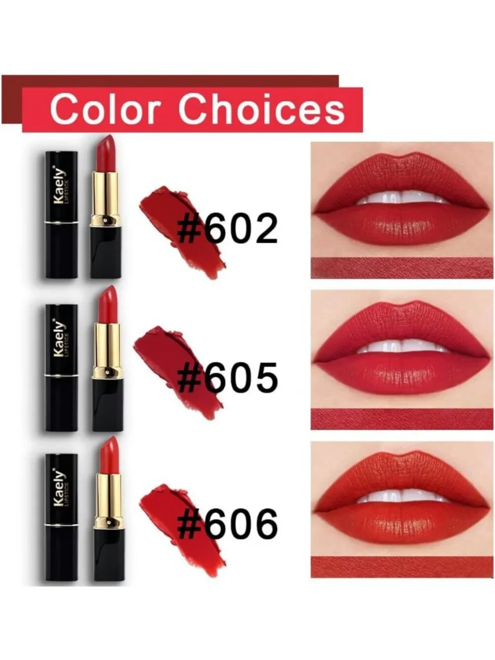 3-Piece Red Matte Lipstick Set - Long-Lasting, Waterproof, Smudge-Proof Makeup